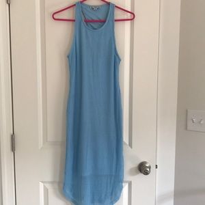 Midi dress with mesh overlay